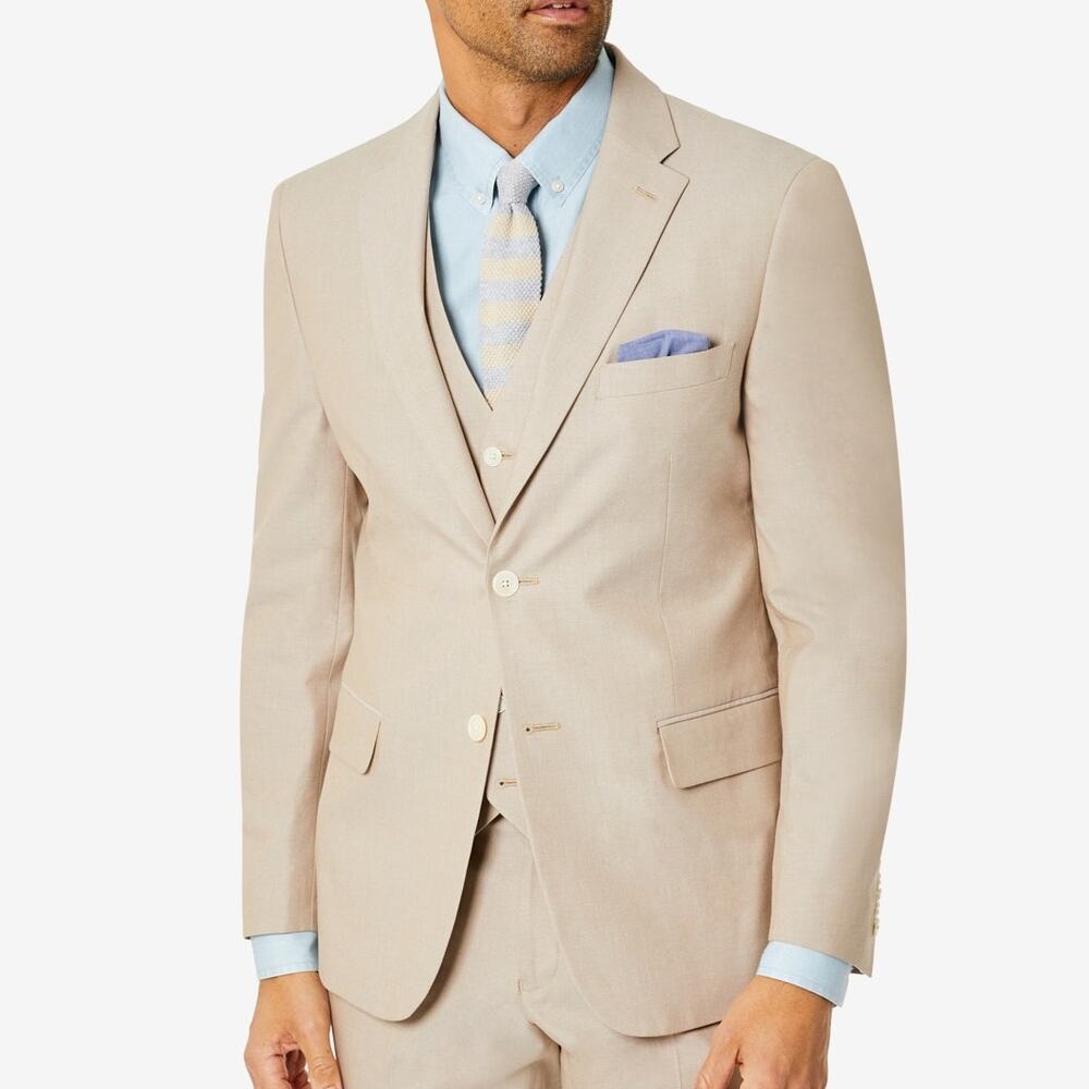 Tommy Hilfiger Men's Modern-Fit Th Flex Stretch Chambray Jacket Tan 38L $360 - Picture 2 of 10